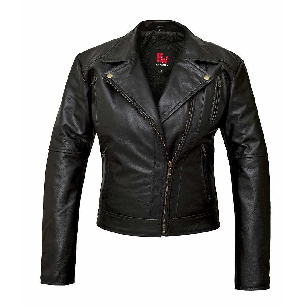 Women Leather Motorcycle Jacket Velocity | Stylish & Protective Biker Jacket | Kings Wear Apparel Kings Wear Apparel