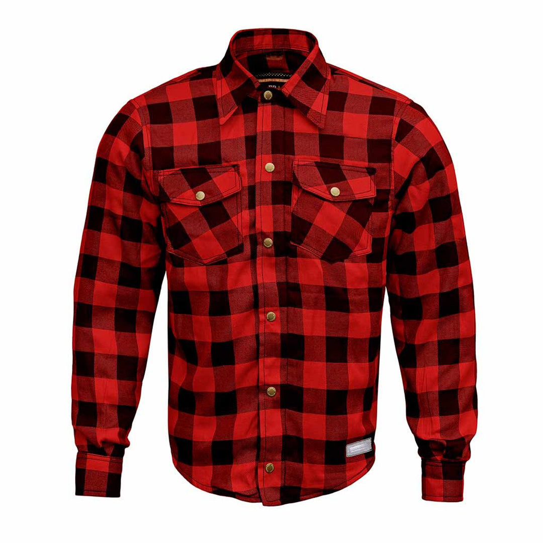 Men’s Motorcycle Riding Flannel Shirt – Road Series Red, Reinforced & Protective Kings Wear Apparel