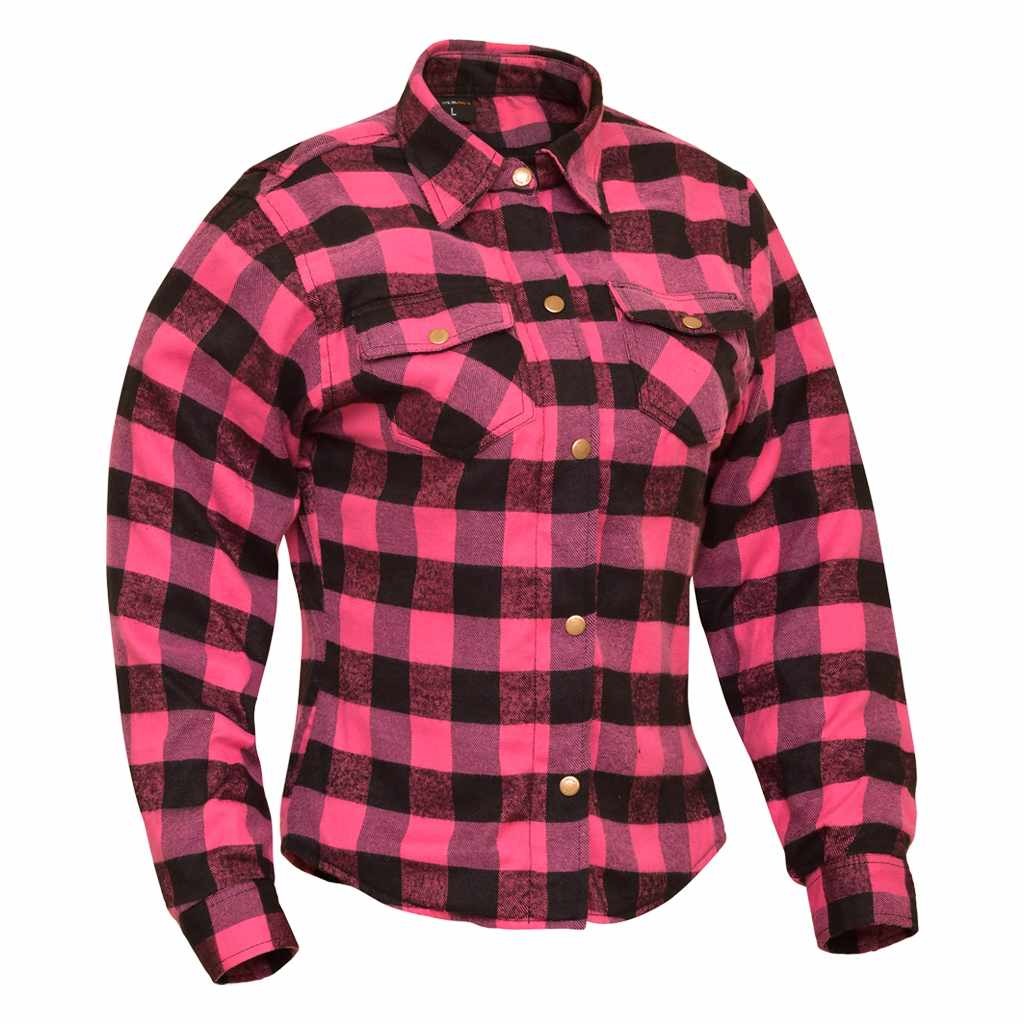 Women’s Reinforced Flannel Shirt – Road Series Pink, Stylish & Protective for Riders Kings Wear Apparel