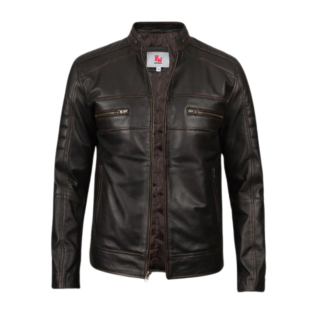 Men's Rub-off Brown Leather Jacket | Premium Quality & Versatile Fashion Kings Wear Apparel