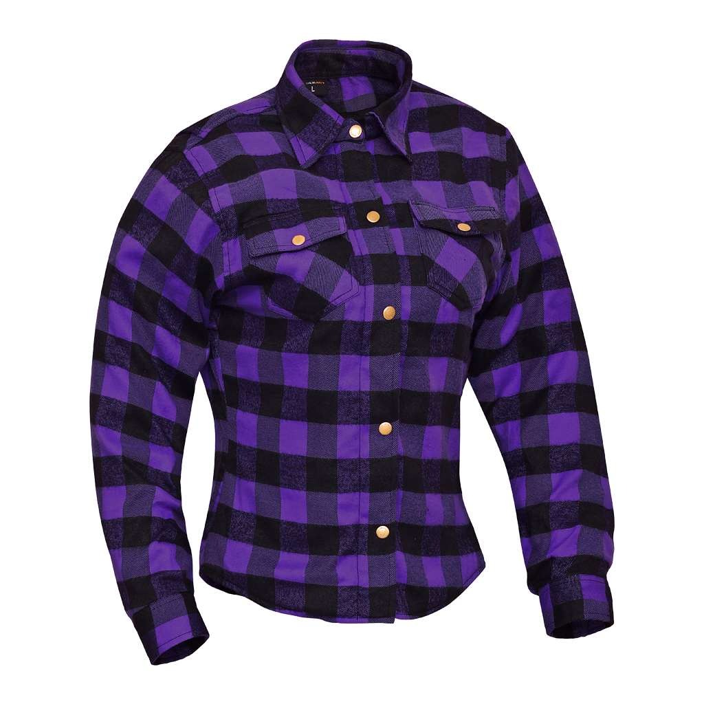 Women’s Reinforced Motorcycle Flannel Shirt – Road Series Purple, Stylish & Protective Kings Wear Apparel