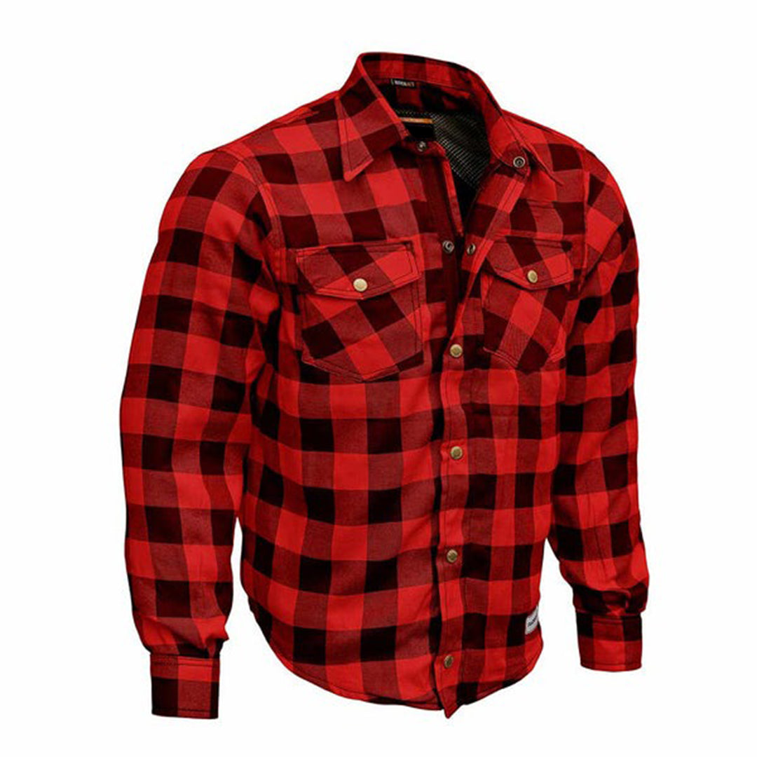 Men’s Motorcycle Riding Flannel Shirt – Road Series Red, Reinforced & Protective Kings Wear Apparel