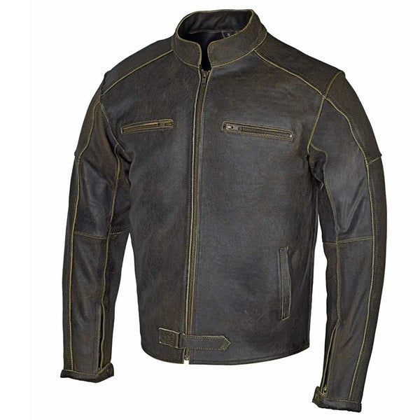 Distressed Motorcycle Leather Jacket | Stylish Biker Jacket for Men – Durable & Comfortable Riding Gear Kings Wear Apparel