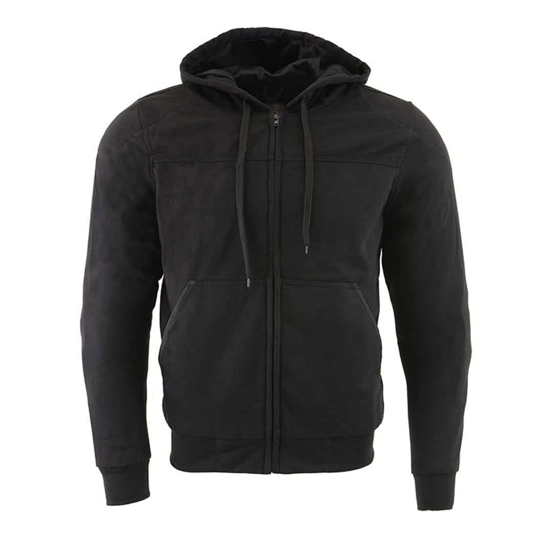 Men's Black Leather Riding Hoodie Sweater - Stylish & Protective Motorcycle Hoodie | Kings Wear Apparel Kings Wear Apparel