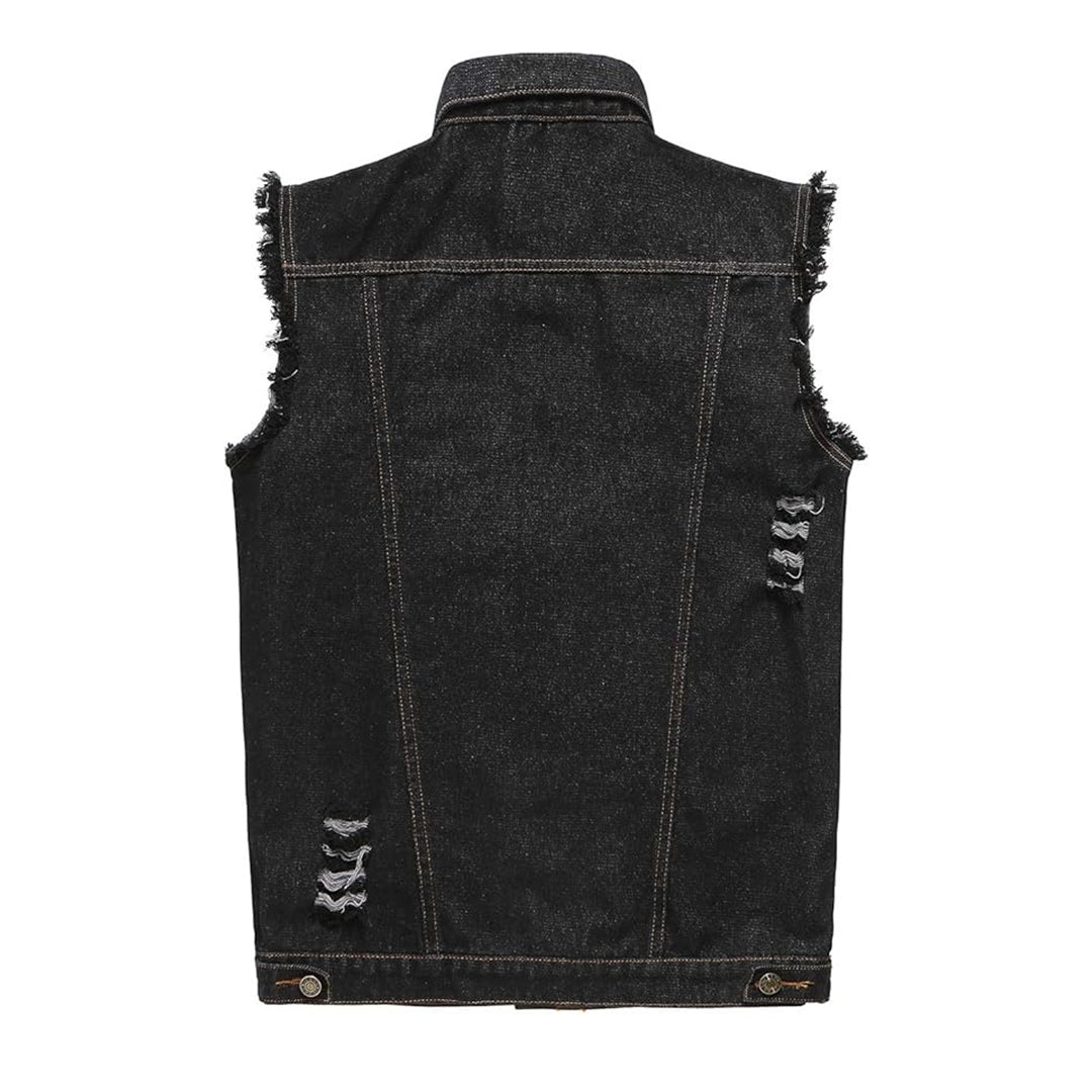 Men's Retro Ripped Denim Vest | Sleeveless Jean Jacket – Kings Wear Apparel Kings Wear Apparel