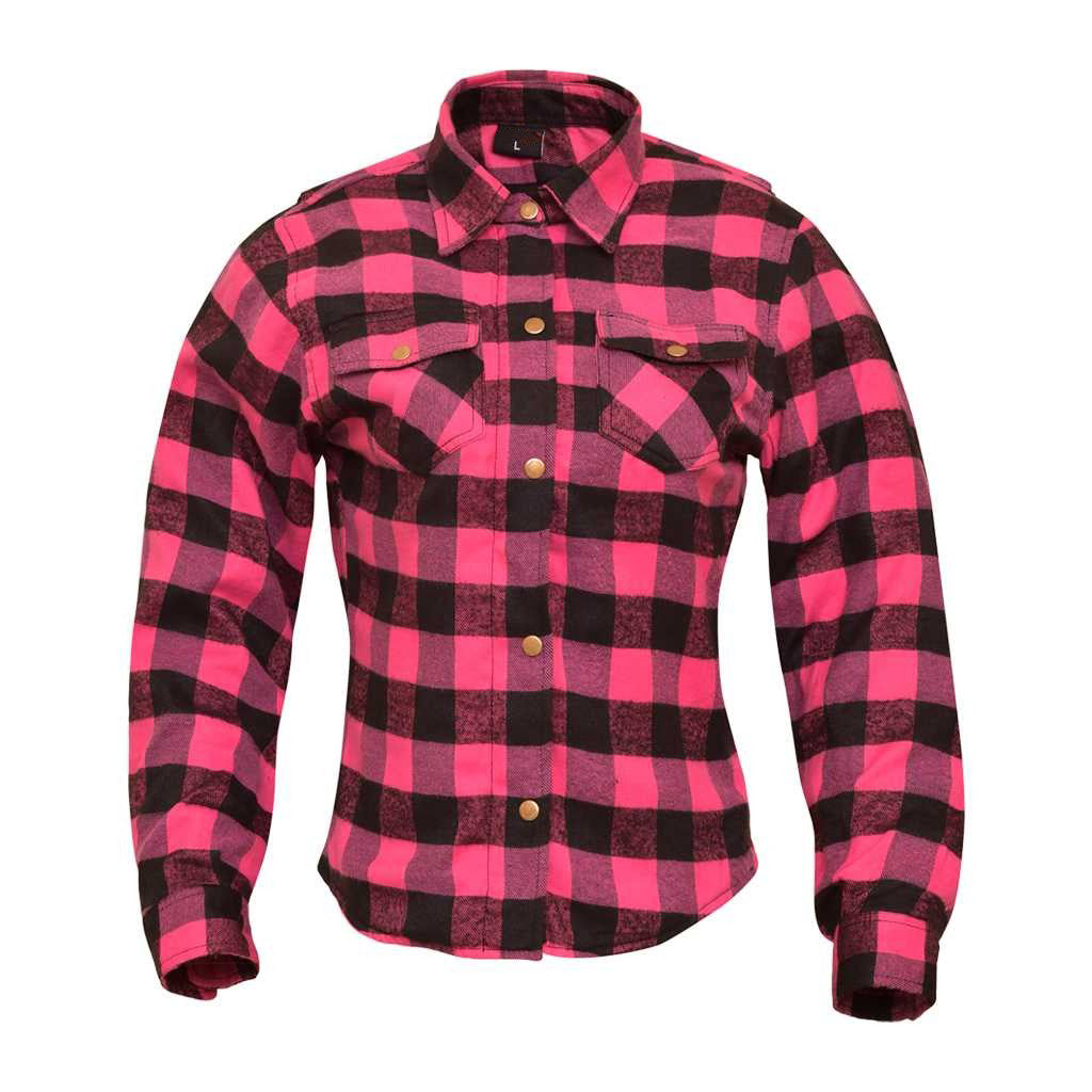 Women’s Reinforced Flannel Shirt – Road Series Pink, Stylish & Protective for Riders Kings Wear Apparel