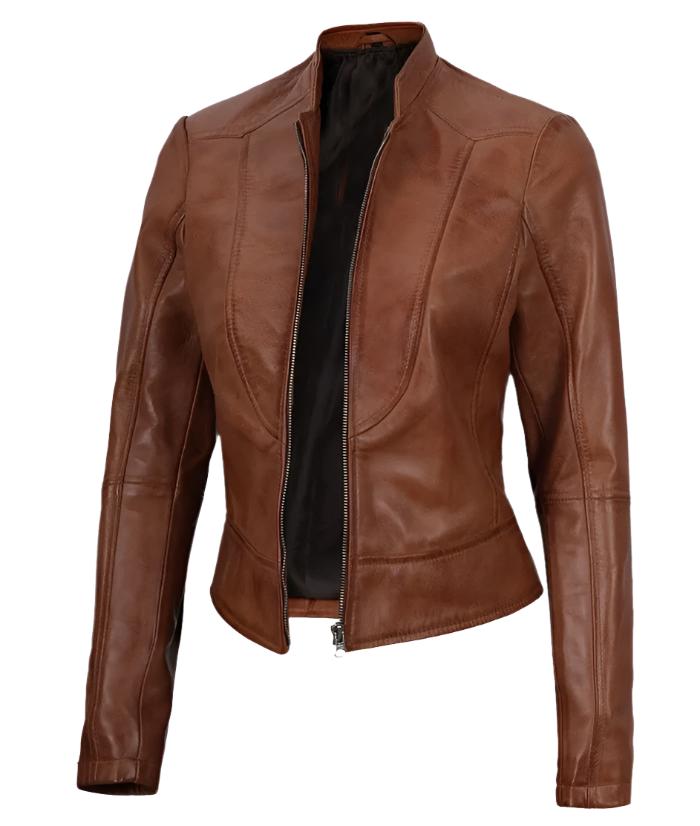 Montana Women's Premium Tan Biker Leather Jacket | Stylish & Durable Kings Wear Apparel