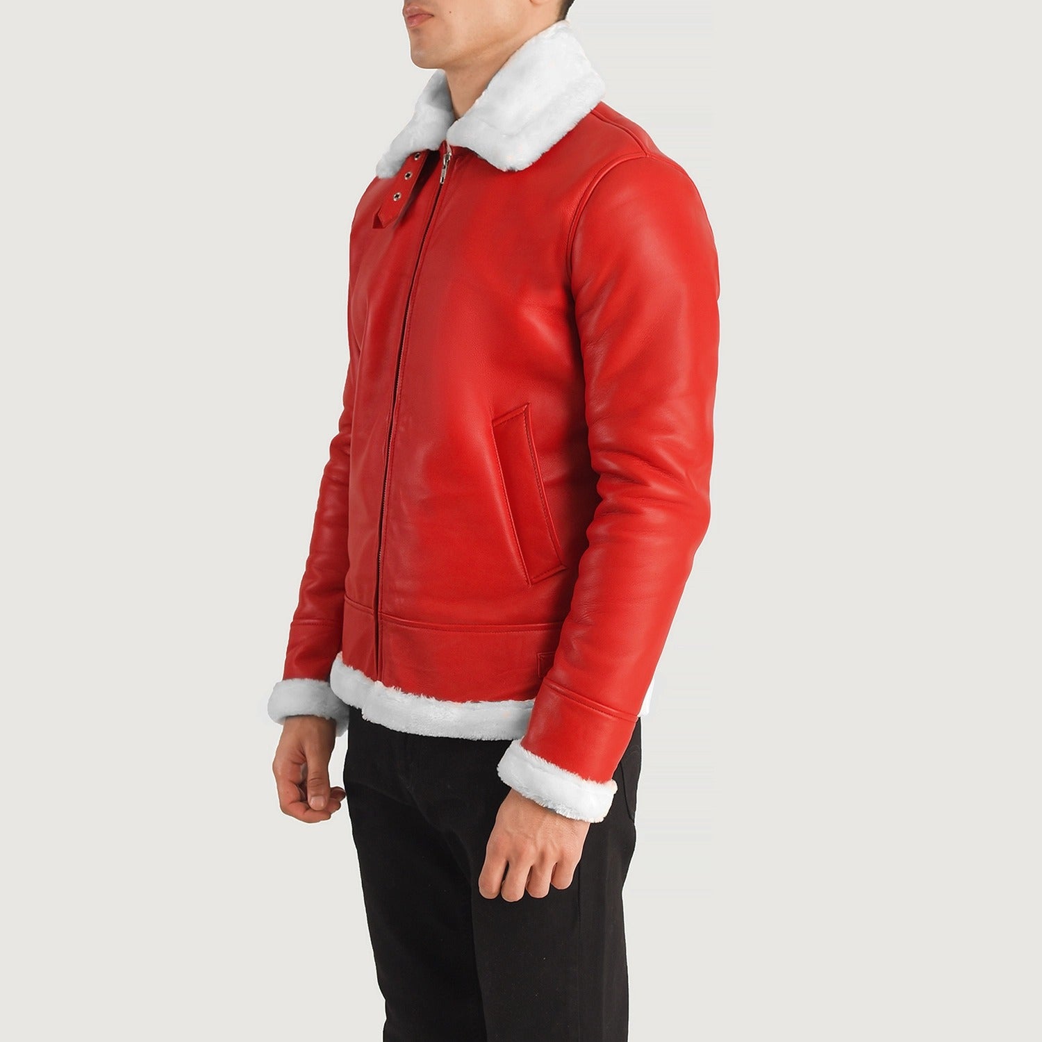 Men's Francis B-3 Red Leather Bomber Jacket - Bold Style & Ultimate Comfort Jacket Kings Wear Apparel