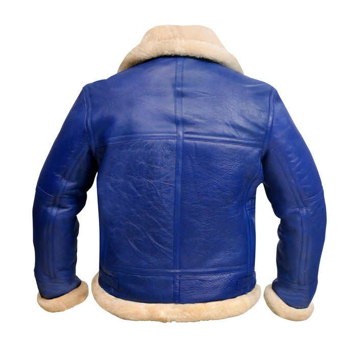 Arctic B3 Real Shearling Bomber Jacket in Blue | Premium Warmth & Style Kings Wear Apparel