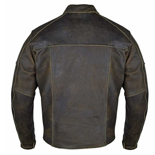 Distressed Motorcycle Leather Jacket | Stylish Biker Jacket for Men – Durable & Comfortable Riding Gear Kings Wear Apparel