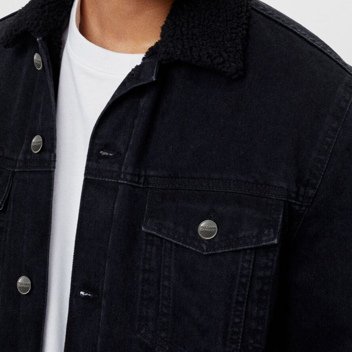 Black Denim Jacket with Black Sherpa Lining – Sleek & Warm Urban Style Kings Wear Apparel