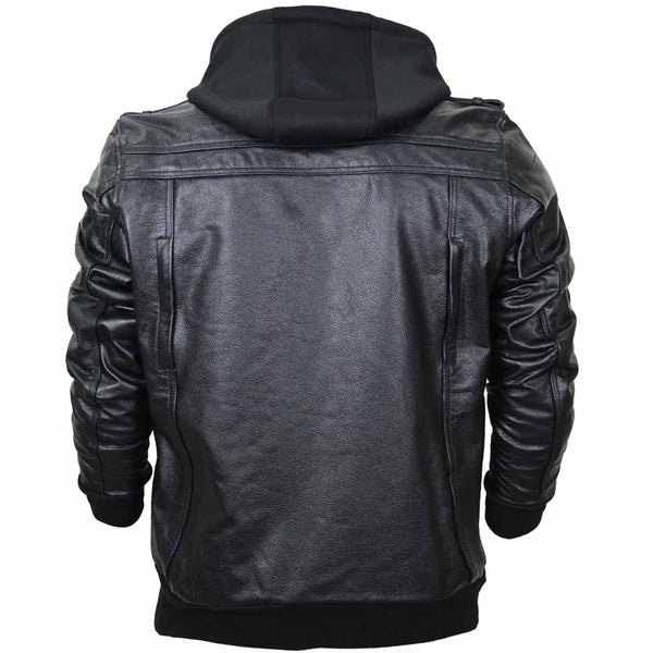 Leather Motorcycle Jacket with Hood Stinger – Premium Cowhide, Stylish & Protective Biker Gear Kings Wear Apparel