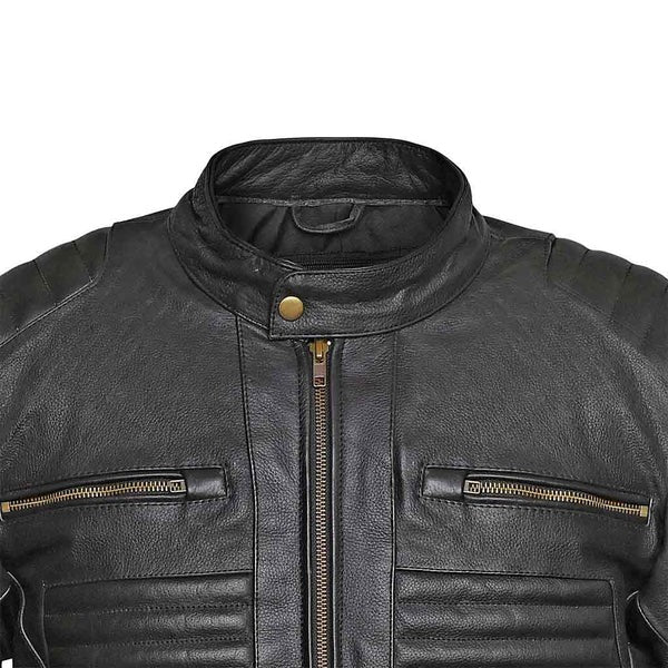 Leather Motorcycle Jacket Combat | Durable Biker Jacket with Protection & Style – Premium Cowhide Leather Kings Wear Apparel