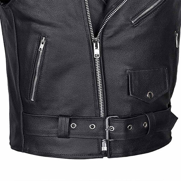 Sleeveless Jacket Style Vest | Classic Leather Biker Vest for Men – Durable & Stylish Motorcycle Gear Kings Wear Apparel