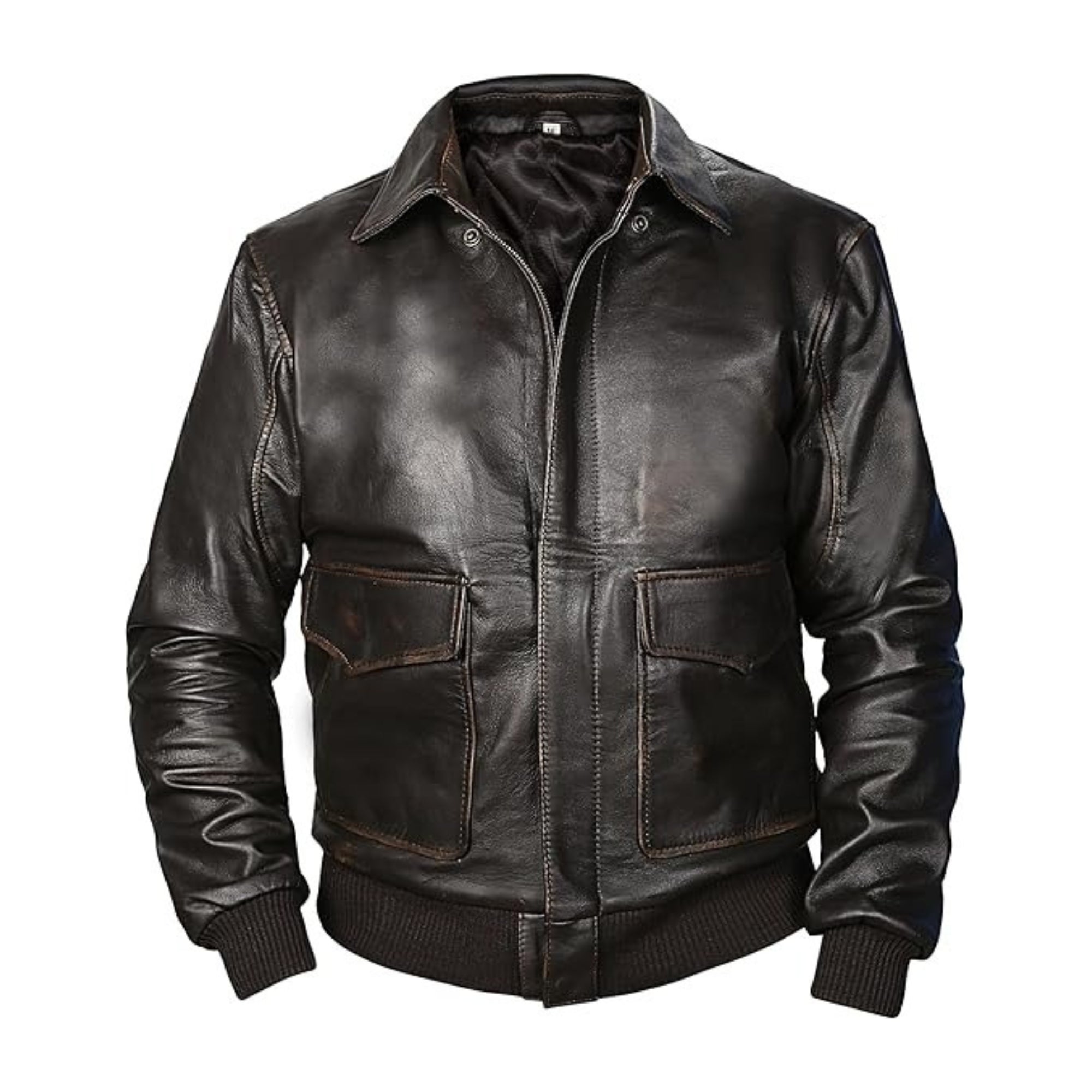 Brown Leather Bomber Jacket
Men's Flight Jacket
Retro Aviator Jacket