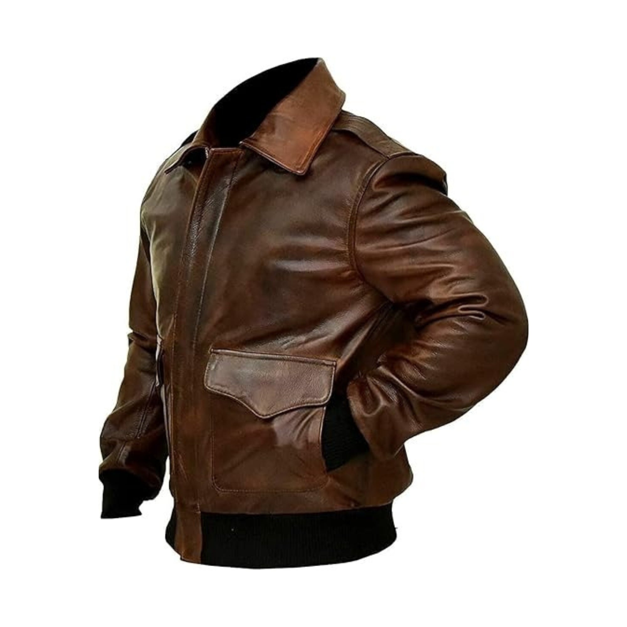 Men's A-2 Air Force Leather Flight Bomber Jacket - WWII Aviator Brown Flying Tiger Pilot Jacket Kings Wear Apparel