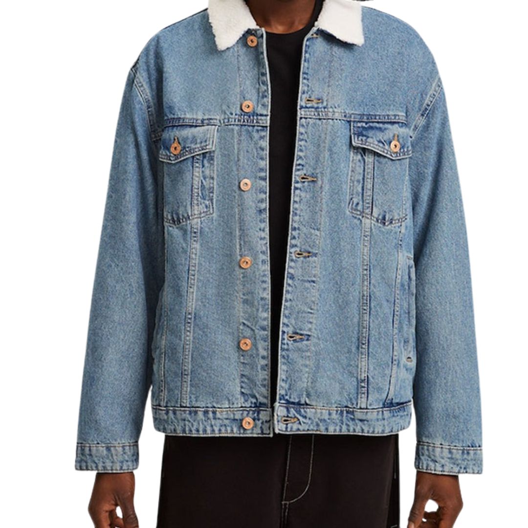 Vintage Blue Denim Jacket with Sherpa Lining – Cozy, Classic Style for Any Season Kings Wear Apparel