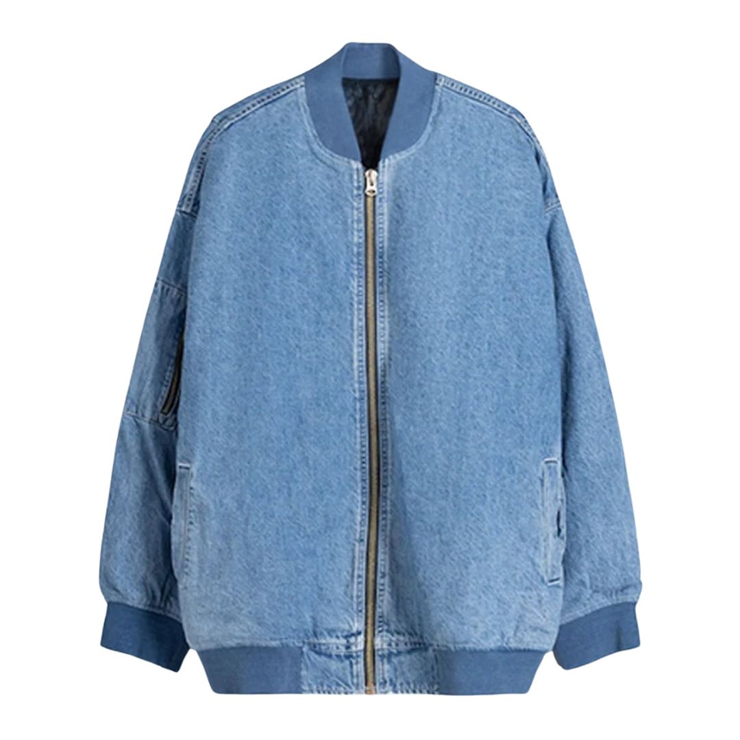 Stylish Denim Bomber Jacket with Ribbed Trim – Perfect for Casual & Urban Wear Kings Wear Apparel