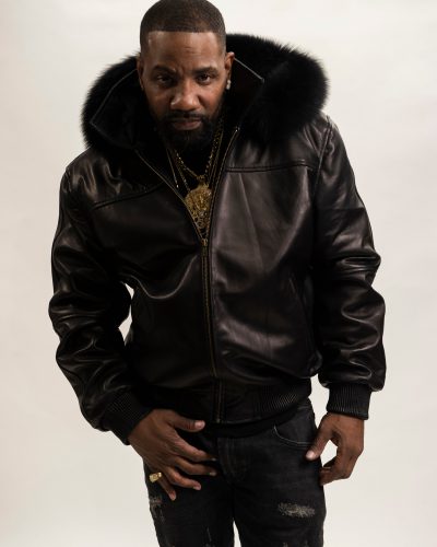 Men's Classic Baseball Jacket With Fox Hood [Black]