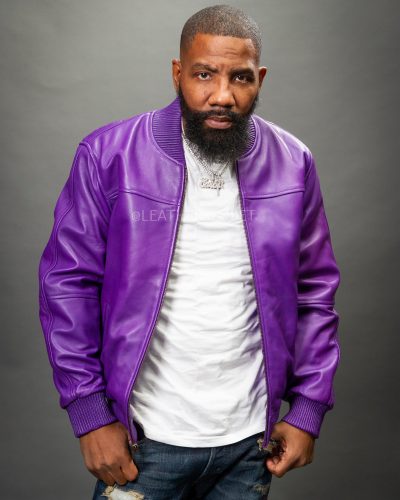Men's Classic Baseball Leather Jacket [Purple]