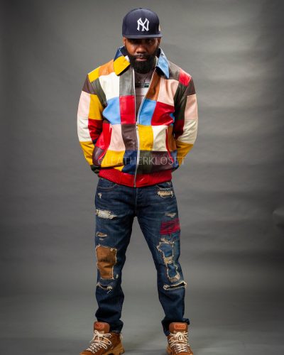 Men's Patchwork Leather Jacket [Multi]