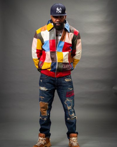 Men's Patchwork Leather Jacket [Multi]