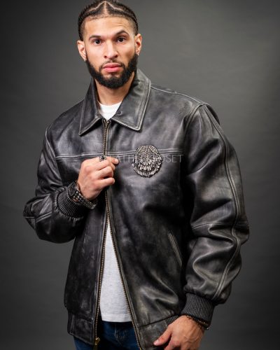 Men's Custom Hand-Work Leather Jacket [Grey]