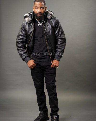 Men's Classic BB Jacket With Chinchilla Rex Rabbit Hood