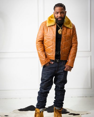 Men's Australian Quilted Leather Bomber Jacket [Saddle Brown]