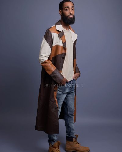 Men's Leather Unnameable Trench Coat [Multi]