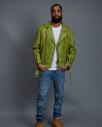 Men's Trey Biker Jacket [Green Distressed]