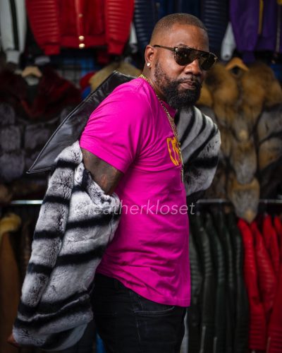 Men's Aidan Reversible Bomber Premium Rex Chinchilla